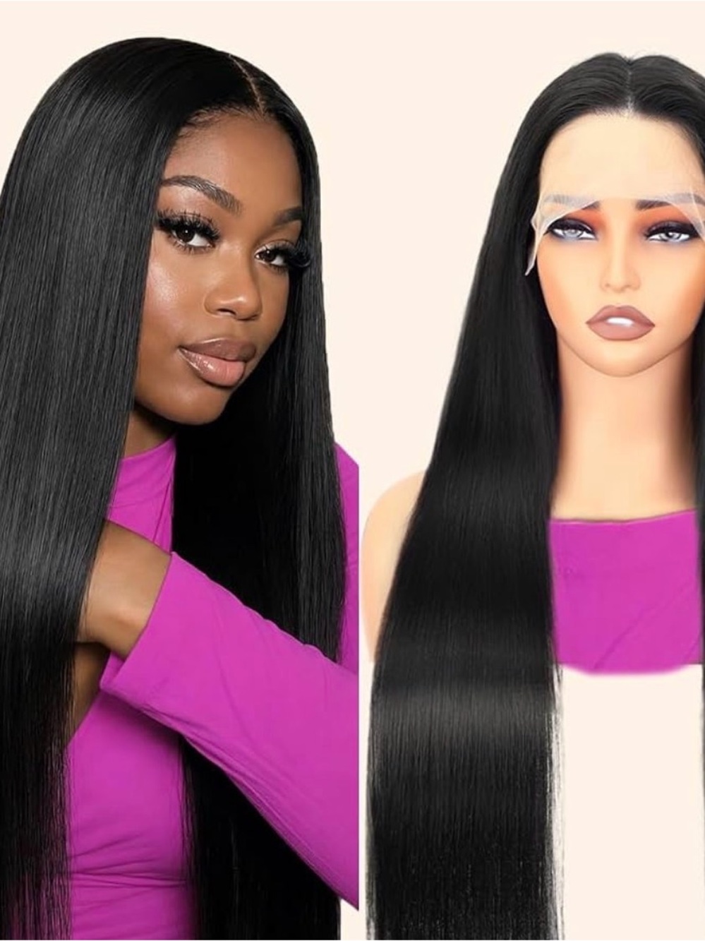 Sleek Long Straight Black Wig - Natural Shine